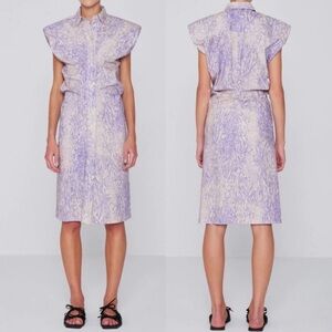New Remain Birger Christensen Purple Marika‎ Dress Shoulder Pads Size 8 Designer